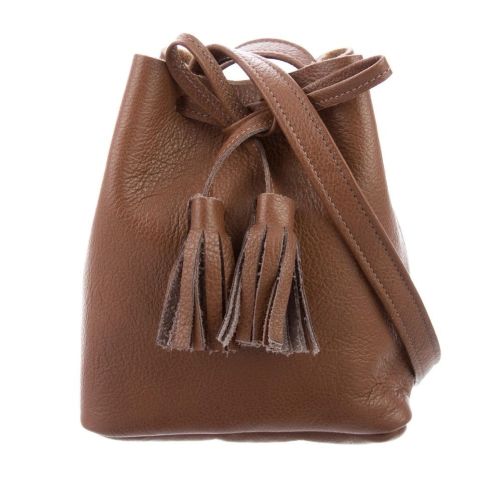 Shaffer Los Angeles Brown Leather La Greta Crossbody Bag 8.5"x6"x2"